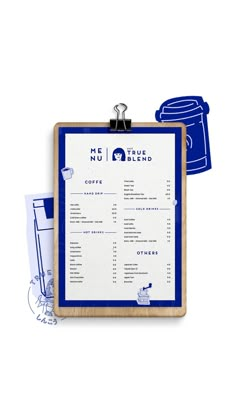 a clipboard with a menu attached to it