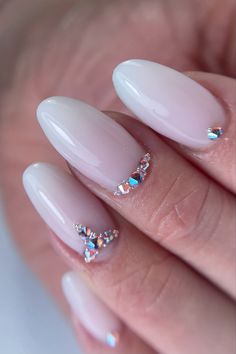 Cristal Nails, Girly Tips, Baby Boomers Nails, Gold Acrylic Nails, Trending Nails, Swarovski Nails, Pretty Nail Art Designs