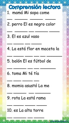 the spanish language worksheet for children to learn how to spell and use it