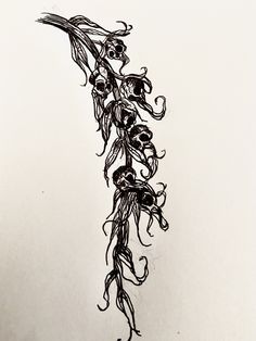 a black and white drawing of some flowers