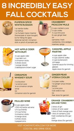 14 Incredibly Easy Fall Cocktails - HowdyKitchen Autumn Mixed Drinks, Apple Recipes Drinks, Festive Fall Drinks Alcohol, Pumpkin Mixed Drinks, Fall Bridal Shower Cocktails, Fall Thanksgiving Cocktails, Fall Cocktails Recipes Easy, Spiked Fall Drinks, Drinks Alcohol Recipes Fall