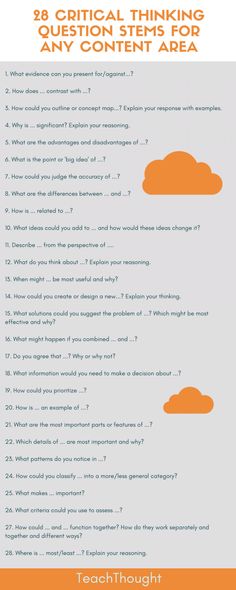 an orange and gray poster with the words 8 crucial thinking questions for any content area