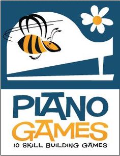 the logo for piano games 10 skill building games with a bee and daisy on it