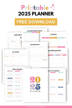 Free pdf download now! Pinterest Planner, 2025 Planner, Vision Board Planner, Free Printables Organization, Planner Lettering, Colorful Planner, Student Planner Printable, Pdf Planner, Blog Planning