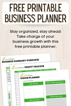 the free printable business planner is displayed on top of a wooden table with text that reads