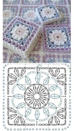 two pictures with different designs on them, one has a square and the other has a flower