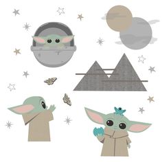 star wars wall decals with baby yoda and the empire