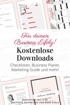 a bunch of different types of business brochures with the words,'kostenlos