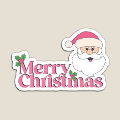 Get my art printed on awesome products. Support me at Redbubble #RBandME: https://www.redbubble.com/i/magnet/untitled-by-untitled/165870943.TBCTK?asc=u Pink Merry Christmas, Christmas Magnet, Santa Christmas