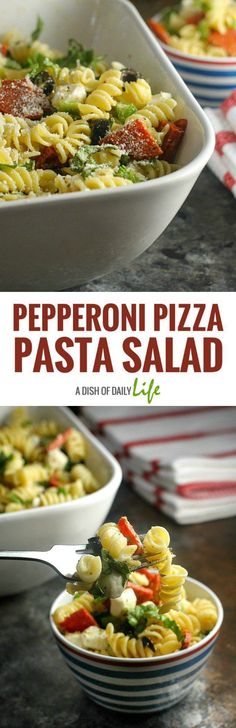 this pepperoni pizza pasta salad is an easy and delicious dinner