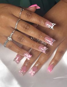 Cute Pink Nails, Latest Nail Designs, Girly Acrylic, Nail Idea, Pink Nail Designs