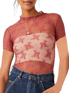 Release Date : Summer 2024 Fit Type : SKINNY Fit : Fits true to size, take your normal size Season : Summer Age : MIDDLE AGE Place Of Origin : China (mainland) Model Number : Women Tops Sleeve Style : regular Collar : O-Neck Pattern Type : Floral Clothing Length : regular Decoration : Lace Sleeve Length(cm) : short（4-16inch） Fabric Type : Broadcloth Style : Y2K Material : COTTON,SPANDEX Gender : WOMEN Tops Type : TEES Item Type : tops Brand Name : hirigin Elasticity : Slight Strech WHAT ABOUT REFUND?   Fast refund,100% Money Back Guarantee. If your product is defective or doesnt work properly, let us know and well send you a replacement one. We believe in our products so much that we offer a 30-day No-Hassle refund policy. If youre unhappy about your purchase, send us the product back and Y2k Style Crew Neck Mesh Top For Summer, Spring Y2k Crew Neck Mesh Top, Y2k Spring Crew Neck Mesh Top, Y2k Crew Neck Mesh Top For Spring, Y2k Mesh Crew Neck Top For Spring, Y2k Style Crew Neck Mesh Top For Spring, Clubwear Tops, Y2k Outfit Ideas, Womens Lace Tops