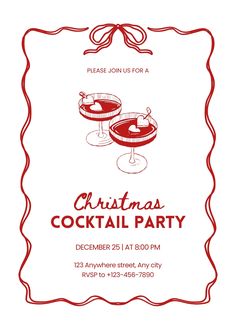 a christmas cocktail party flyer with two glasses