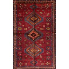 Bloomsbury Market Shanahan Traditional Red/ Navy Blue/Orange Area Rug | Wayfair Master Bath Rugs, Unique Area Rugs, Rose Rug, Southwestern Area Rugs, Southwestern Rug, Teal Area Rug, Orange And Gold, Bedroom Area Rug, Rug Colors