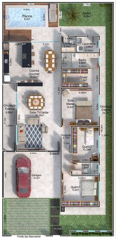 the floor plan for a house with two car garages and an attached living area