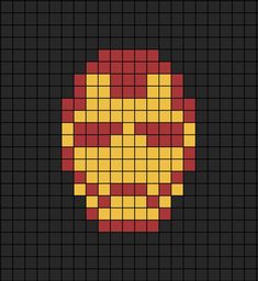 A pixel art template of Iron Man's face, the logo. Marvel Beads Pattern, Pixel Art Pattern Marvel, Iron Man Alpha Pattern, Iron Man Cross Stitch Pattern, Marvel Logo Cross Stitch, Facebook Cover Photos Vintage, Iron Man Face, Iron Man Logo, Iron Man Drawing