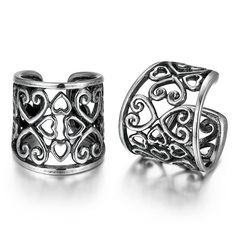 PRICES MAY VARY. INTERLACING CELTIC DESIGN - Fusing traditional Celtic art with contemporary design, these Celtic cuff earrings have been artfully hand-crafted from shining oxidized 925 sterling silver and showcase an intricate Celtic Knot design that wraps comfortably around the outer ear MEANINGFUL & ELEGANT - This distinguished celtic ear cuff, with its intricate knotwork design, is both timeless-and romantic. Steeped in tradition, the Celtic Knot design features complete loops that have no s Silver Ear Cuffs, Silver Ear Cuff Earrings, Celtic Heart Knot, Outer Ear, Oxidized Silver Earrings, Ear Cuff Earrings, Heart Knot, Piercing Cartilage, Celtic Knot Designs