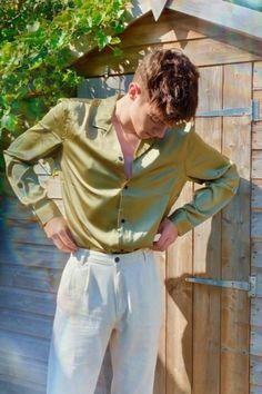 Explore diverse summer styles for men, embrace new trends, and step out of your fashion comfort zone. Satin Dress Shirt Men, Tea Party Mens Outfit, Ethereal Aesthetic Outfits Men, Mens Satin Shirt Outfit, Mens Garden Party Attire, Ethereal Outfit Men, Cocktail Party Outfit Men, Disco Outfit Men, Fun References