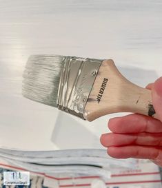 a person holding a paintbrush in their hand