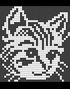 a black and white image of a cat's face made out of pixellated squares