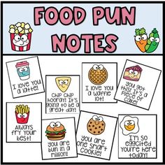 food pun notes for the classroom to help students understand what they are doing and how it's important