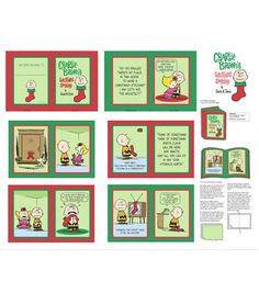 the charlie brown christmas story book is open and showing it's page layouts