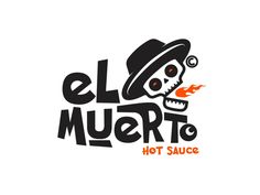 the logo for el muerto hot sauce, with a skull wearing a hat