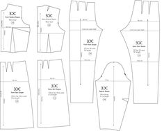 the front and back views of a sewing pattern