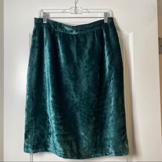 Vintage Givenchy Skirt Velvet Has A Gorgeous Pattern To It Hidden Side Zip And Snap Closure Fully Lined Made In France Size 46 French, Us 14 *Vintage Sizing Runs Small Please Check Approx Measurements Taken Flat For Fit: Waist 16” Hips 21” Length 24” Green Retro Knee-length Skirt, Green Velvet Mini Skirt, Luxury Green Knee-length Skirt, Long Floral Skirt, Stretchy Skirt, Vintage Givenchy, Black Maxi Skirt, Knit Maxi Skirt, Wool Pencil Skirt