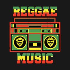 the reggae music logo with an old school boombox and lion's head on it