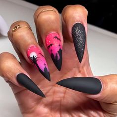 PRICES MAY VARY. Halloween false nails tips have 24Pcs with a sheet sticker and mini file, it can be used about 1-2times and each time can be last for 1-2 weeks. But if you cleaned the nails surface carefully with alcohol cotton before use, and avoid water within half an hour of just sticking, it will more durable. Matte black fake nails are made with high quality ABS environmental friendly acrylic material, it is non-toxic for your body and nails, providing a comfortable and fantastic experienc Dark Punk, Nail Type, Nail Art Set, Nail Tip, Fake Nails With Glue, Nails Halloween, Nail Art Supplies