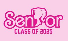 the logo for senior class of 205, which is pink and has an image of a man