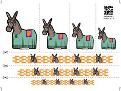 an image of donkeys in the middle of a paper cutout with numbers on them