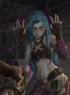 Jynx’s hair unbound #leagueoflegends #jinx #edit #procreate Jinx Blue Hair, Jinx New Hair, Jinx With Hair Down, Jinx Long Hair Down, Jinx Physique, Jinx New Outfit, Jinx Body Type, Jinx Middle Finger, Jinx Hair Color