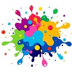 colorful paint splattered on top of each other in the shape of a splash