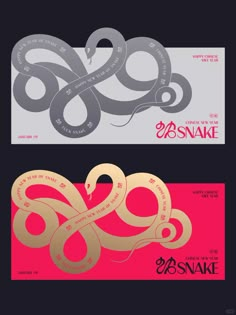 two business cards designed to look like snakes