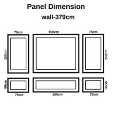 the size and measurements of panel dimmersion wall - 379cm x 76cm