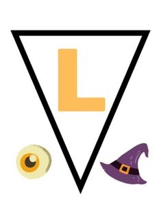 the letter l is for halloween with an eyeball and witch's hat on it