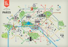 a map of paris with all the streets and major landmarks on it's side