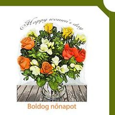 a bouquet of roses in a vase on a card