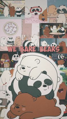 we bare bears sticker on the side of a wall with pictures of bears and pandas all over it