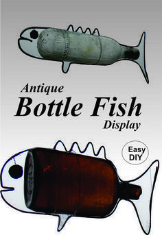 an antique bottle fish display is shown in this advertisement for the easy diy store