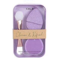 Exfoliation Sponge gently exfoliates as it lathers product and buffs away dead skin cells and impurities Silicone Sponge invigorates and messages the skin with fine, flexible bristles that increase circulation for a healthy glow. Double Ended Mask Brush helps apply facial masks, peel-off masks, serums, and other skin products. Color: Purple. Exfoliating Sponge, Face Mask Brush, Silicone Sponge, Increase Circulation, Mask Brush, Purple Gift, Peel Off Mask, Skin Products, Healthy Glow