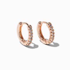 Claire's Rose Gold-tone 10MM Cubic Zirconia Hoop Earrings Gold Hoops Earrings, Piercing Kit, Cubic Zirconia Hoop Earrings, Rose Gold Hoop Earrings, Fashionable Jewelry, Hoops Earrings, Earring Sale, Rose Earrings, Gold Hoops