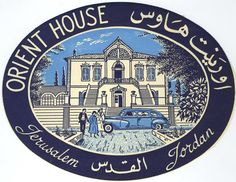 a blue and white sign that says orient house