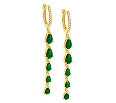 Season your look with a dash of dazzle! These graduated teardrop earrings feature a strand of teardrop-cut cubic zirconia stones to sparkle with every move you make. From Adina Eden. Teardrop Earrings, Eden, Cubic Zirconia, Gold Plate, Jewelry Earrings, Sparkle, Plating, Stone, Gold