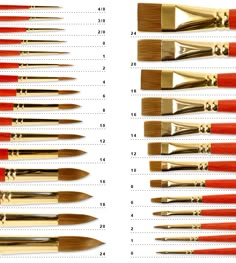 the different types of paint brushes are shown in this page, and there is an image of