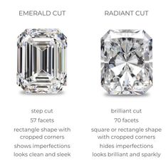 three different types of diamond cut diamonds