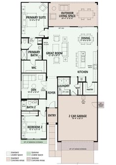 the floor plan for a two story home with an attached garage and living room area