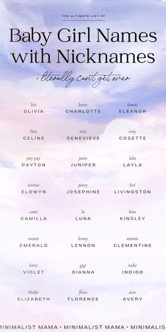 baby girl names with nicknames on the cover of their album, baby girl names